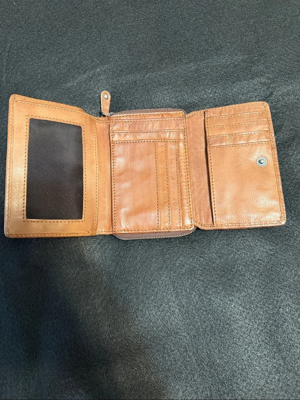 Harbour Compact Zip-Around Wallet in Brown Leather